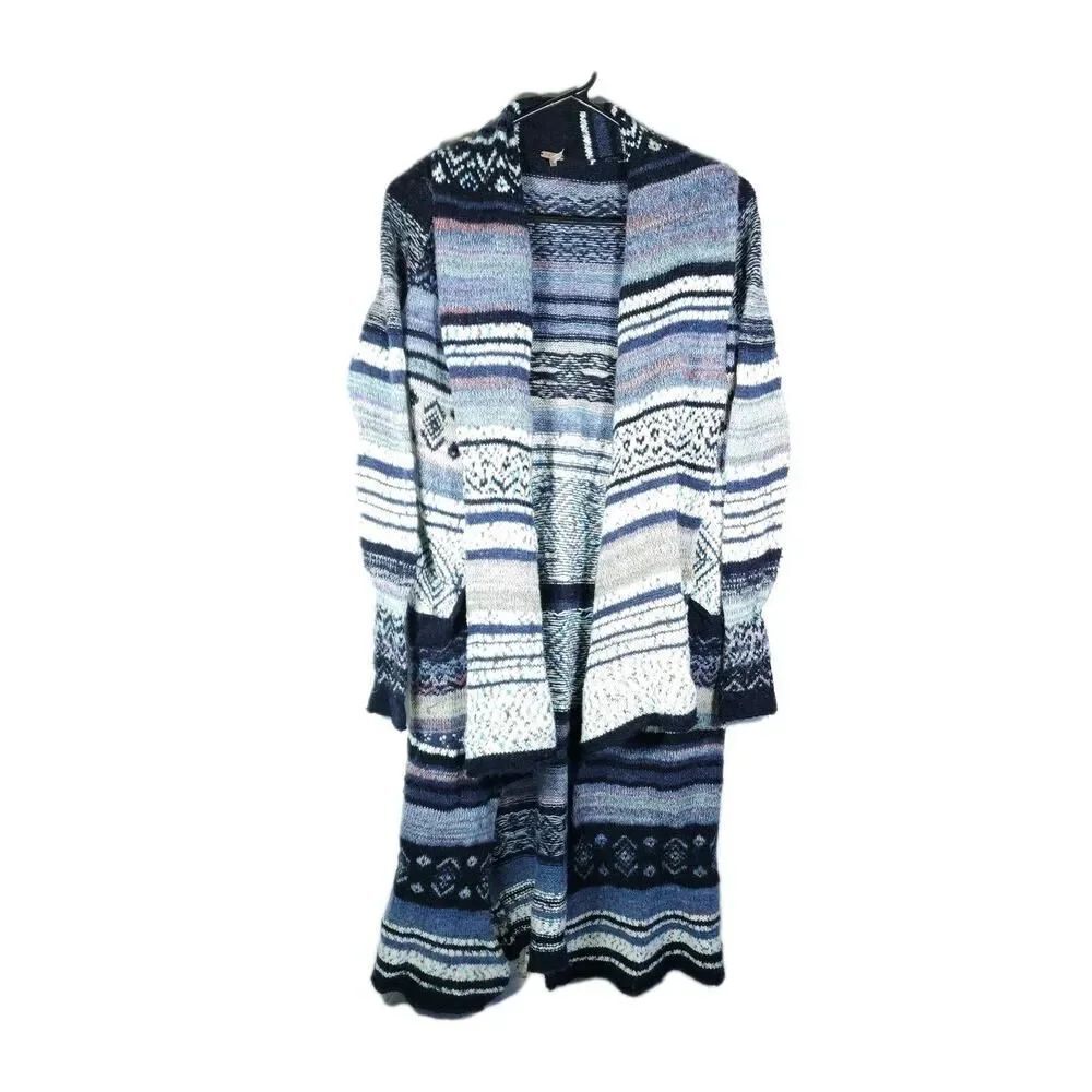 Free People Women's yesterday’s smile Small fair isle knit Long Duster cardigan